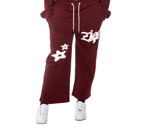 Maroon star ZIQO Womens Pants